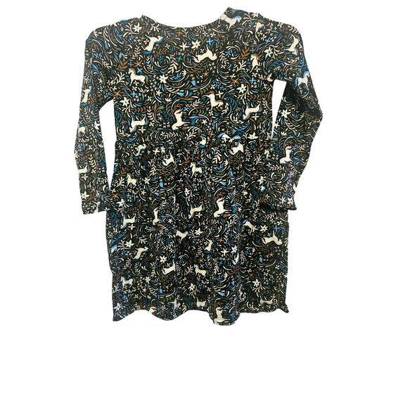 Girl HANNA ANDERRSON black Unicorn Floral Print Pocket L/s Play Dress Size 10 - Picture 2 of 4